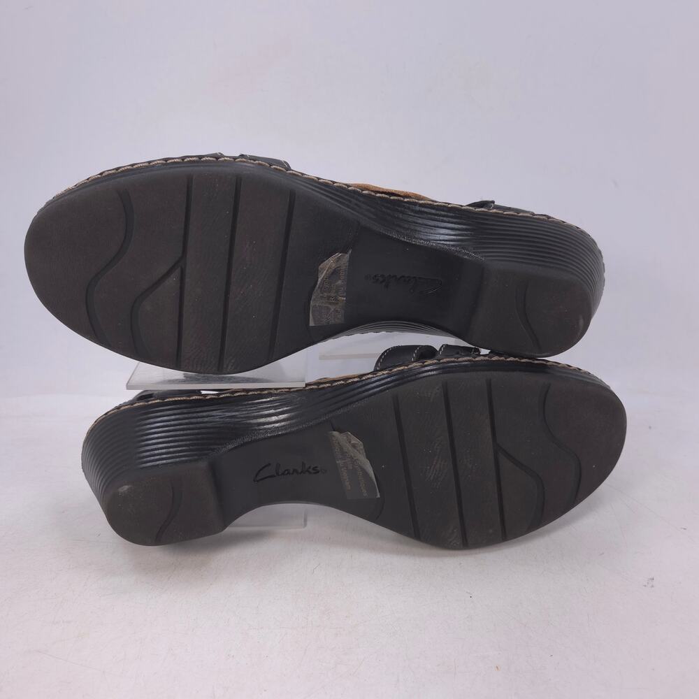Clarks Leather Strap Heeled Casual Sandal Womens Size 8 13288 Black - Picture 7 of 10
